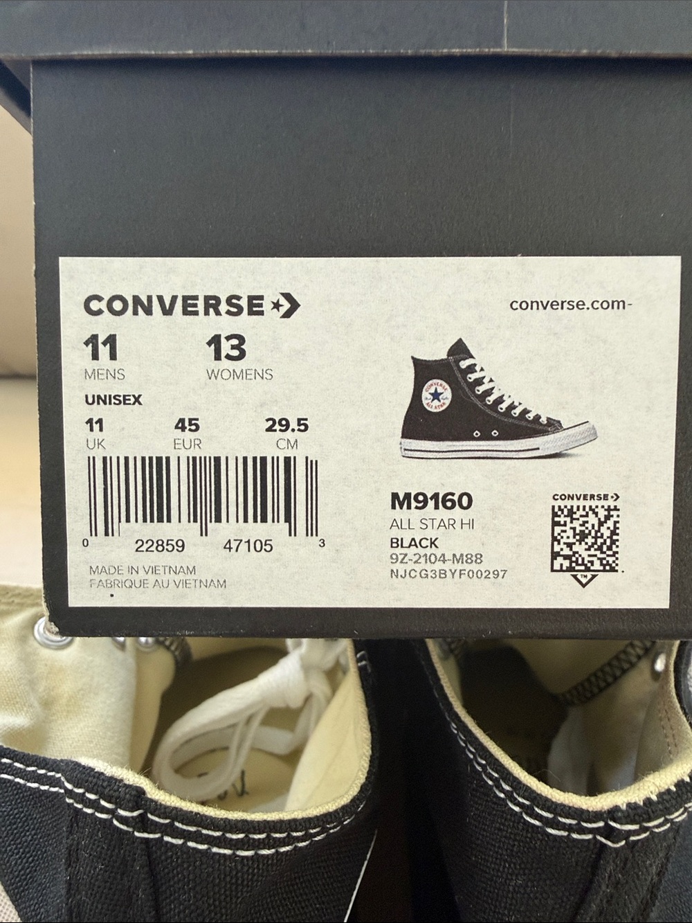 Never been worn Converse Black and White Chuck Taylor All Star High Tops - Picture 7 of 9